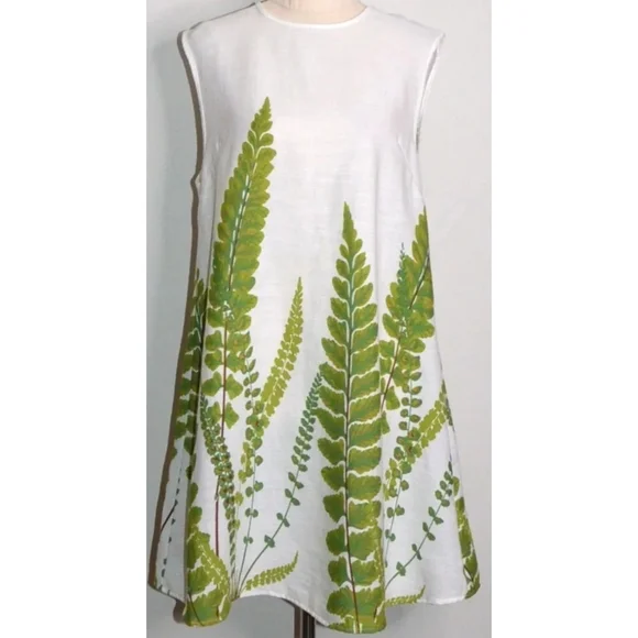 LENNI THE LABEL WHITE FERN 60s SLEEVELESS BOHO FESTIVAL SHIFT DRESS *NEW* L 12 - Picture 2 of 3
